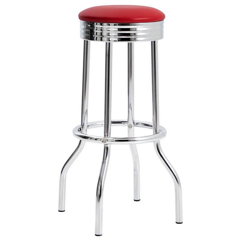 Retro Upholstered Metal Swivel Bar Stool Red (Set of 2) by Unique Piece Furniture