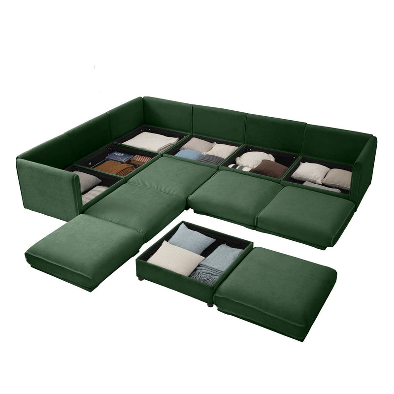 Contemporary Elegant Sofa With Storage And Ottoman by Unique Piece Furniture