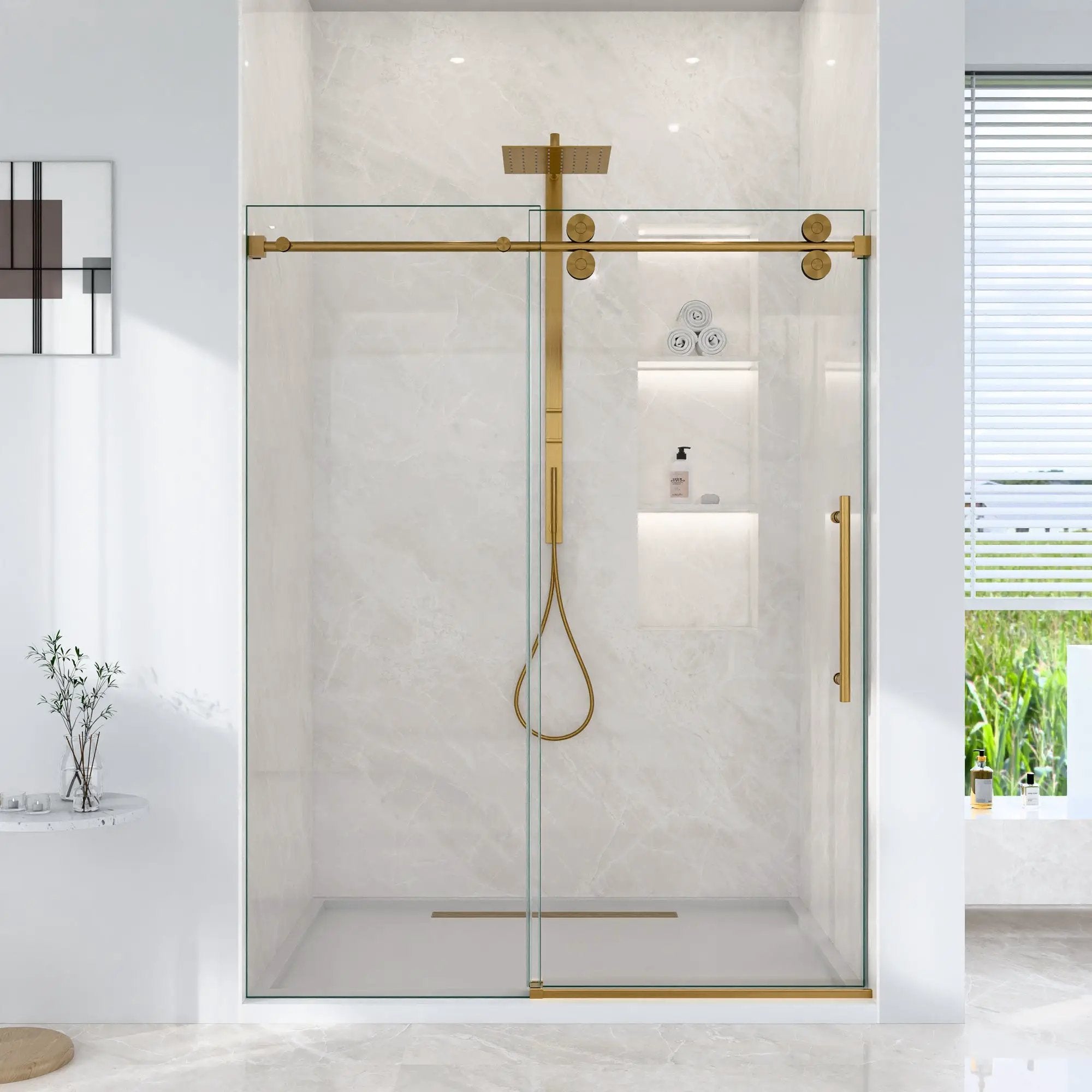 56"-60"W x 72"H Frameless Single Sliding Shower Door by HouseOfZazla