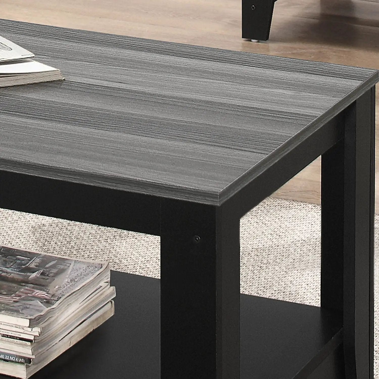 Table Set, Coffee, End, Side, Accent For Living Room Transitional (Set of 3) - Black by Unique Piece Furniture