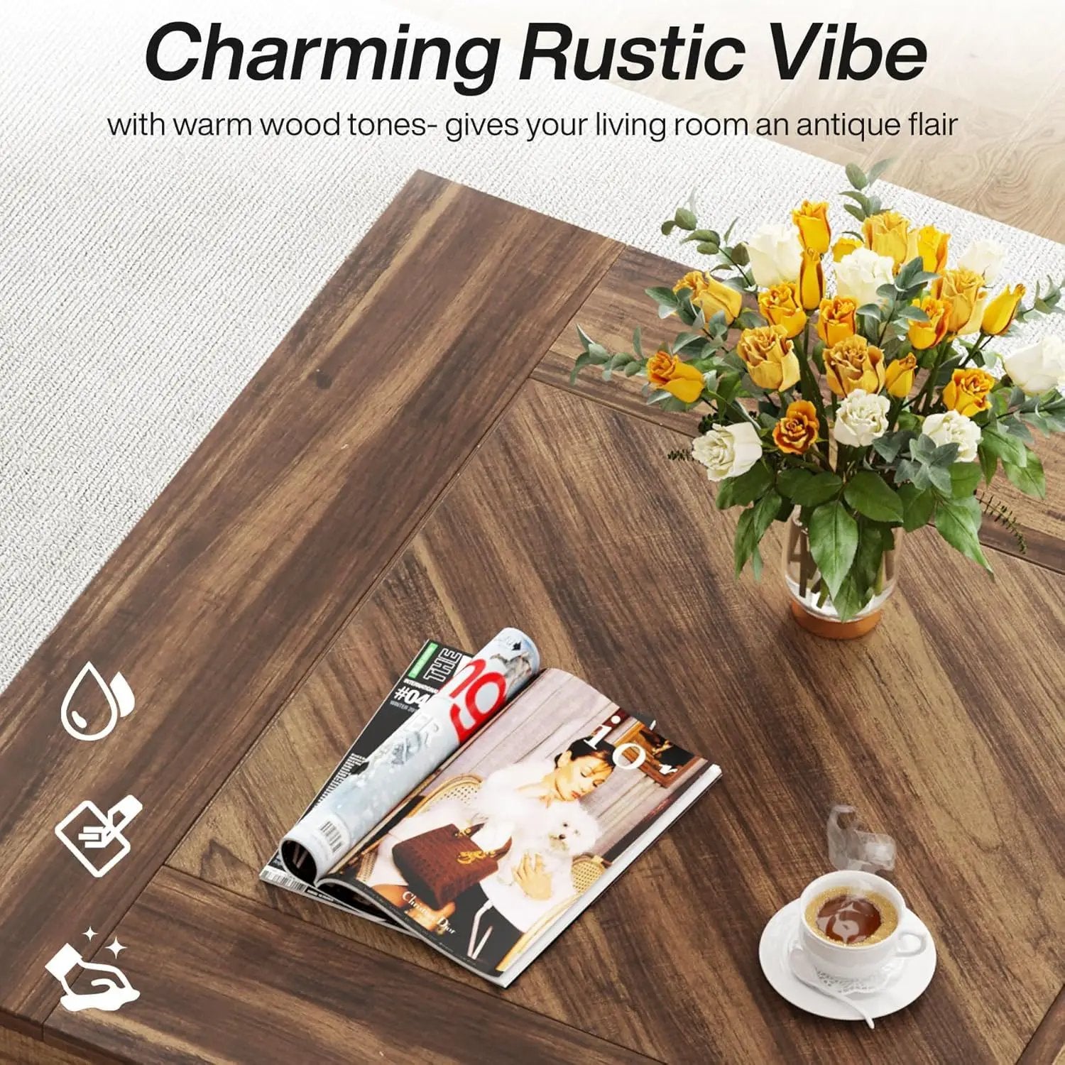 Square Coffee Table With Crisscross Base - Brown / Black by HouseOfZazla