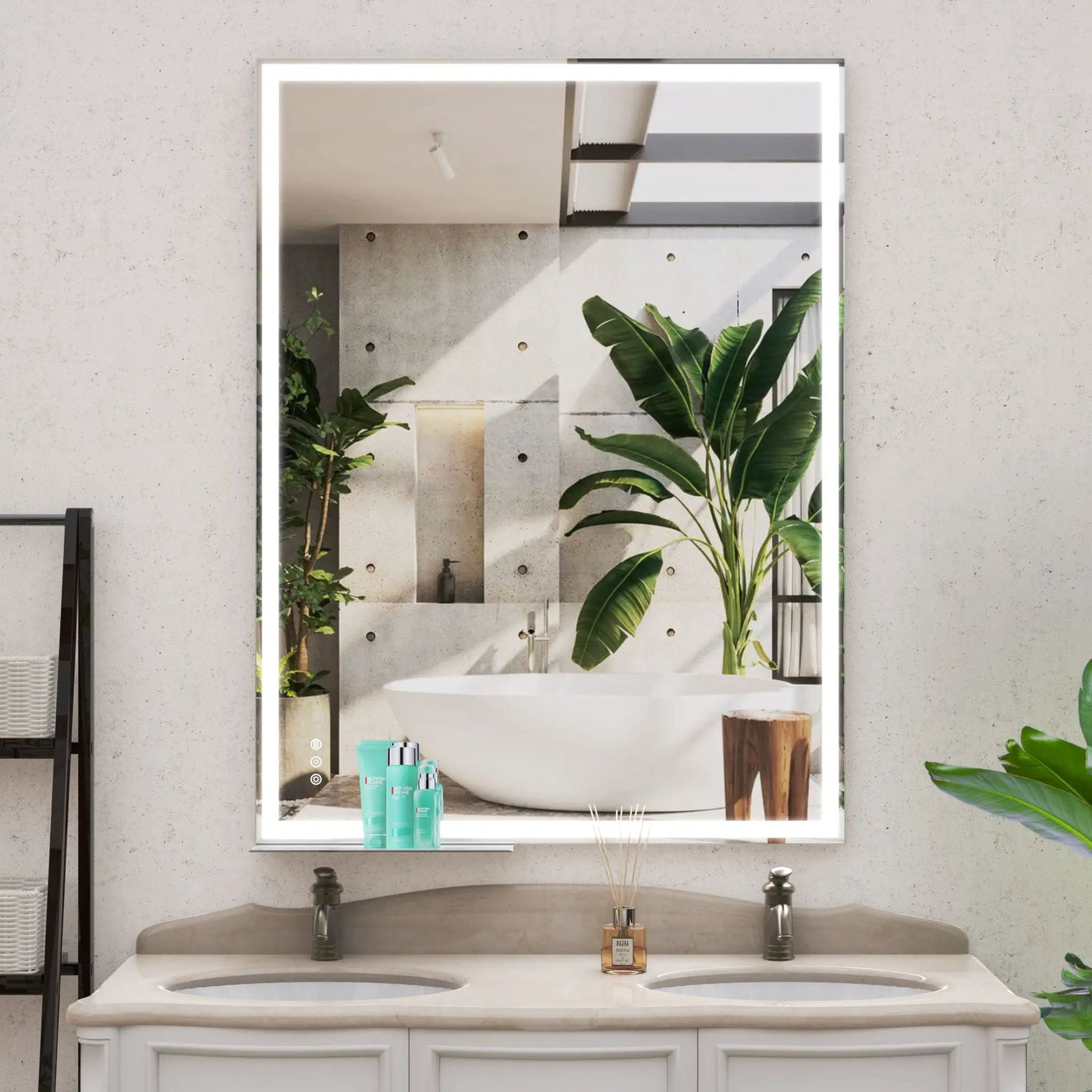 LED Bathroom Vanity Mirror Wall Mounted Adjustable / Warm / Natural Lights Anti-Fog Touch Switch With Memory Modern Smart Large Bathroom Mirrors by Unique Piece Furniture