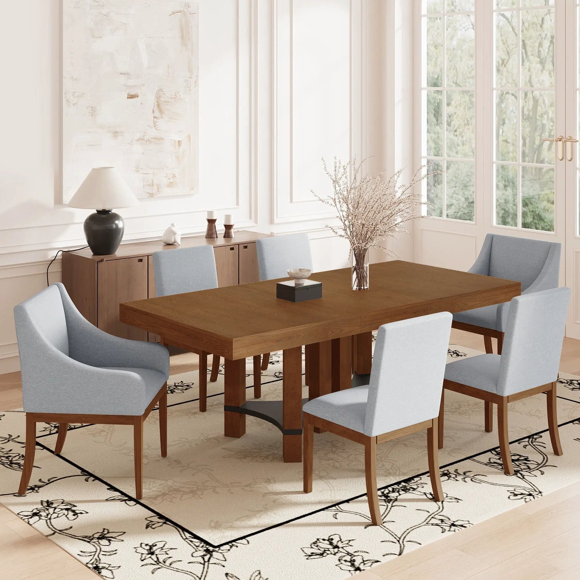 Topmax - 7 Piece Rustic Extendable Dining Table Set With Removable Leaf, 2 Arm Chairs And 4 Armless Chairs by Unique Piece Furniture