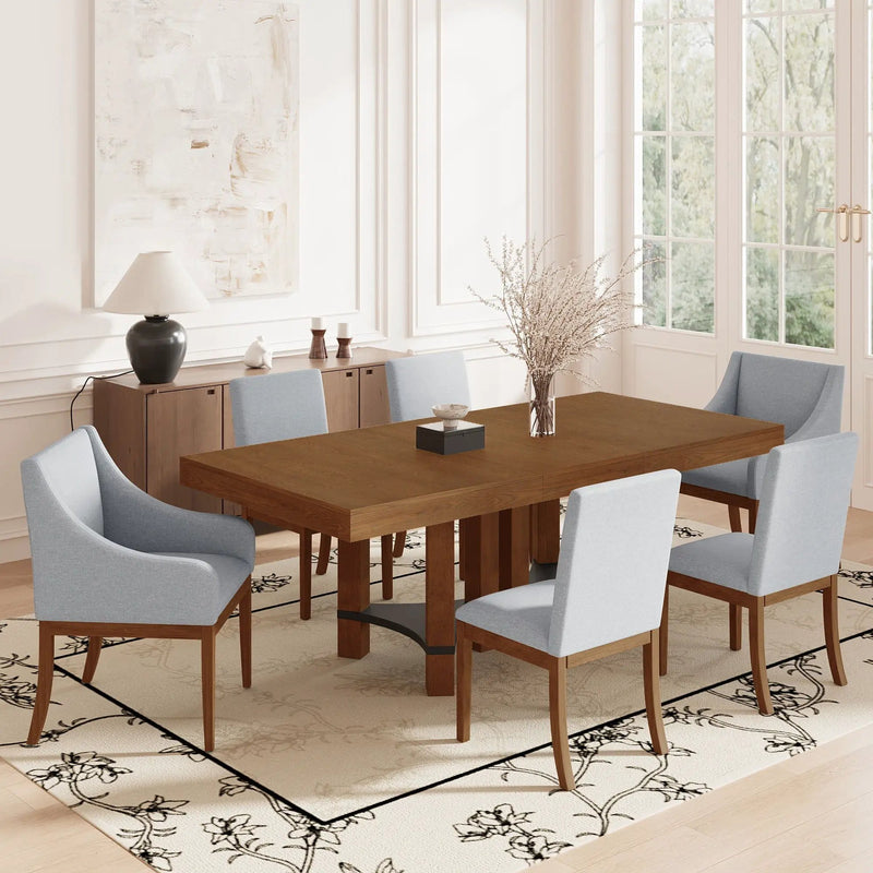 Topmax - 7 Piece Rustic Extendable Dining Table Set With Removable Leaf, 2 Arm Chairs And 4 Armless Chairs by HouseOfZazla