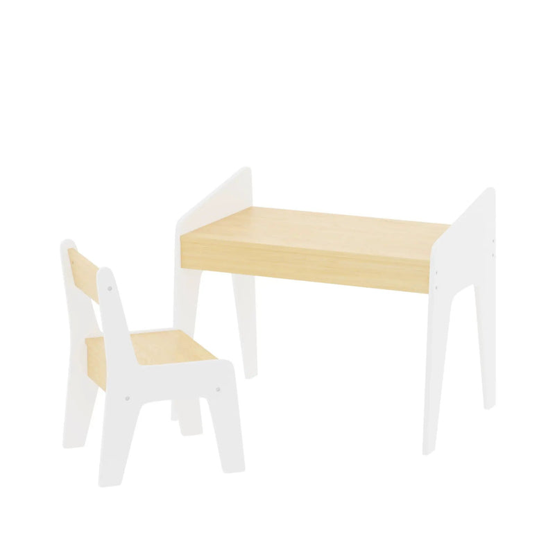 Table Set With 1 Chair, Children Study Table For Ages 2 - 8 - White by HouseOfZazla