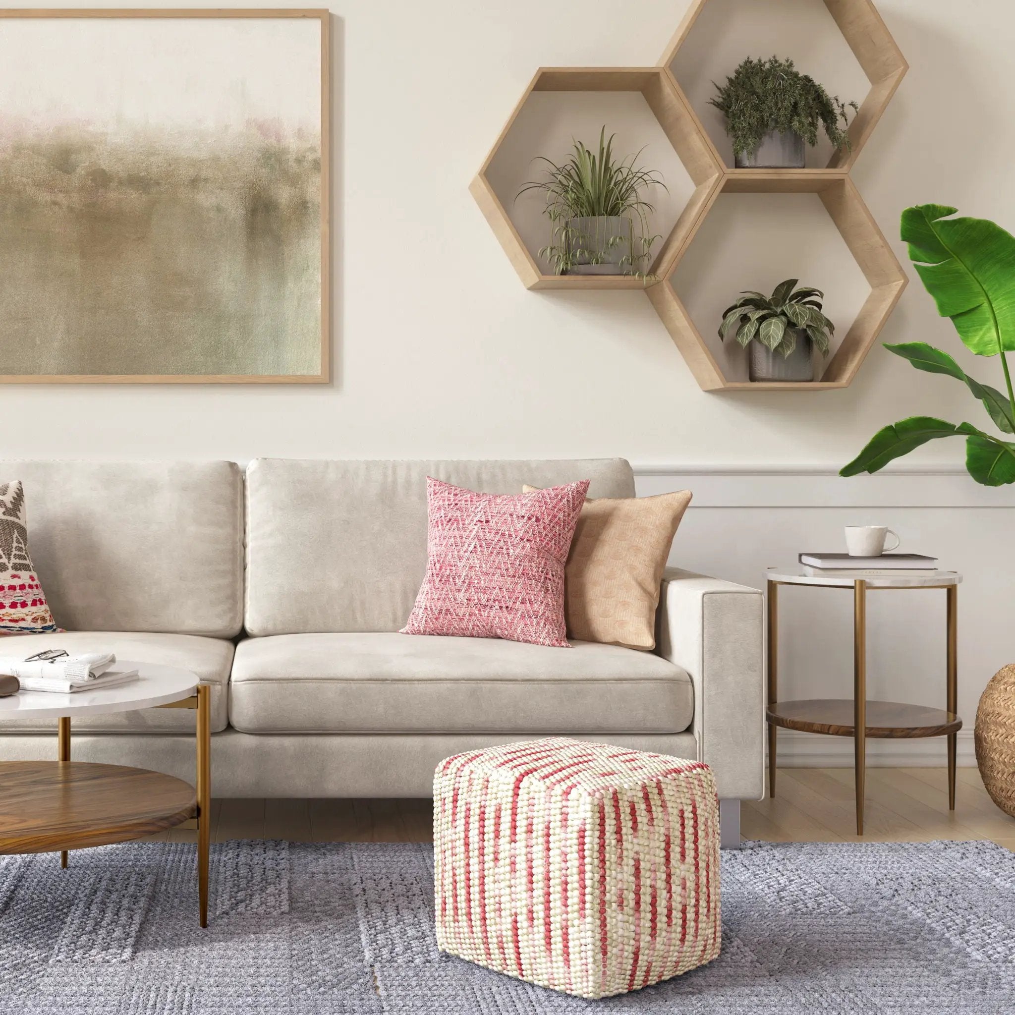 Zoey - Handcrafted Woven Cube Pouf by Unique Piece Furniture