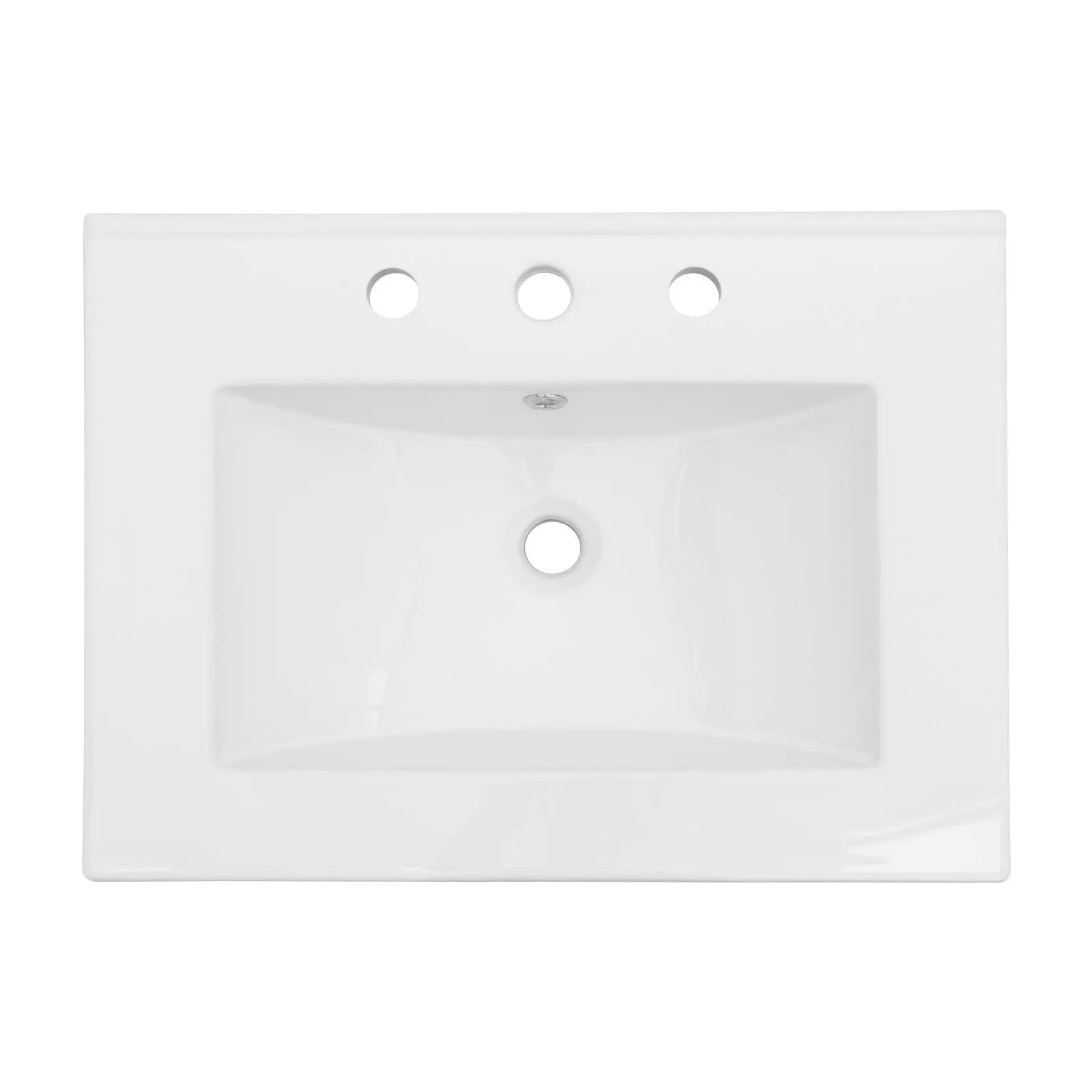 Rectangular Single Vanity Top With 3 Faucet Hole Sink - White by HouseOfZazla