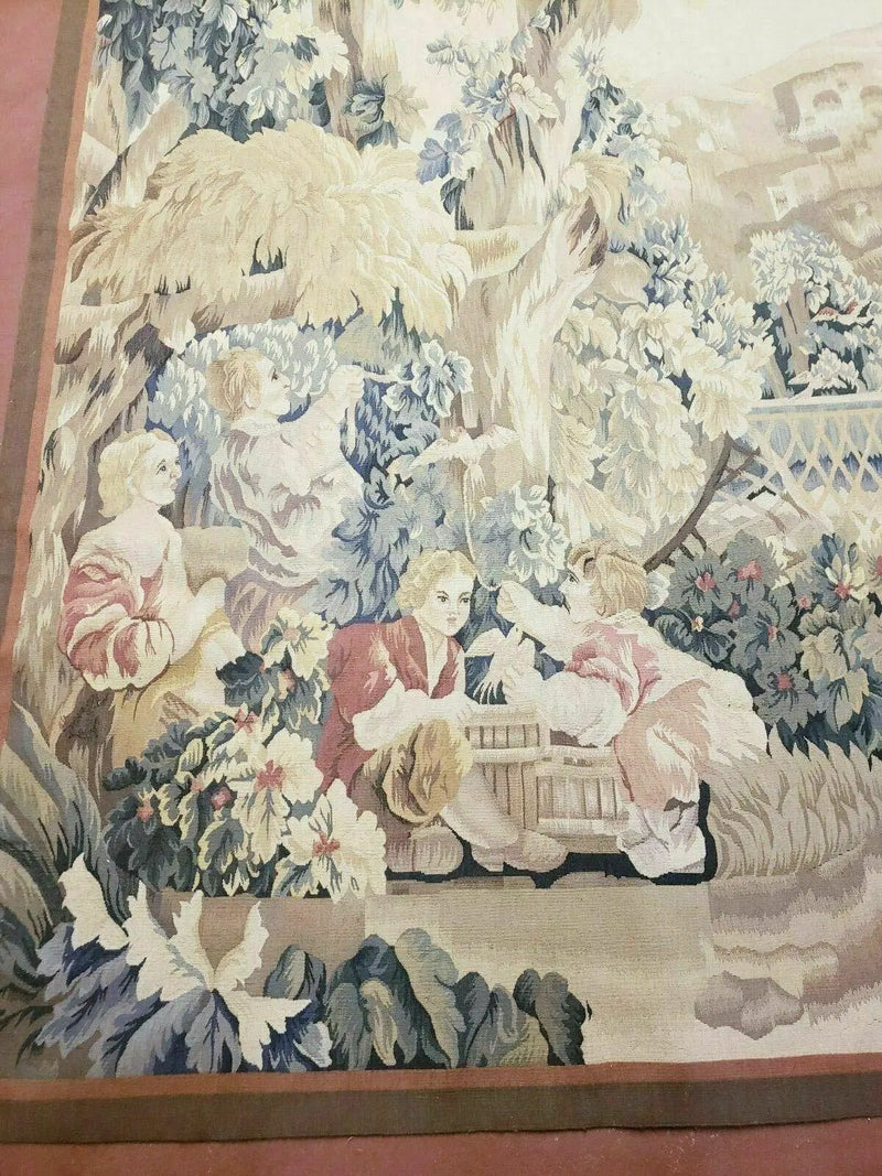 4' X 6' Tapestry French Design Handmade Aubusson Weave Nature One Of A Kind by Jewel Rugs