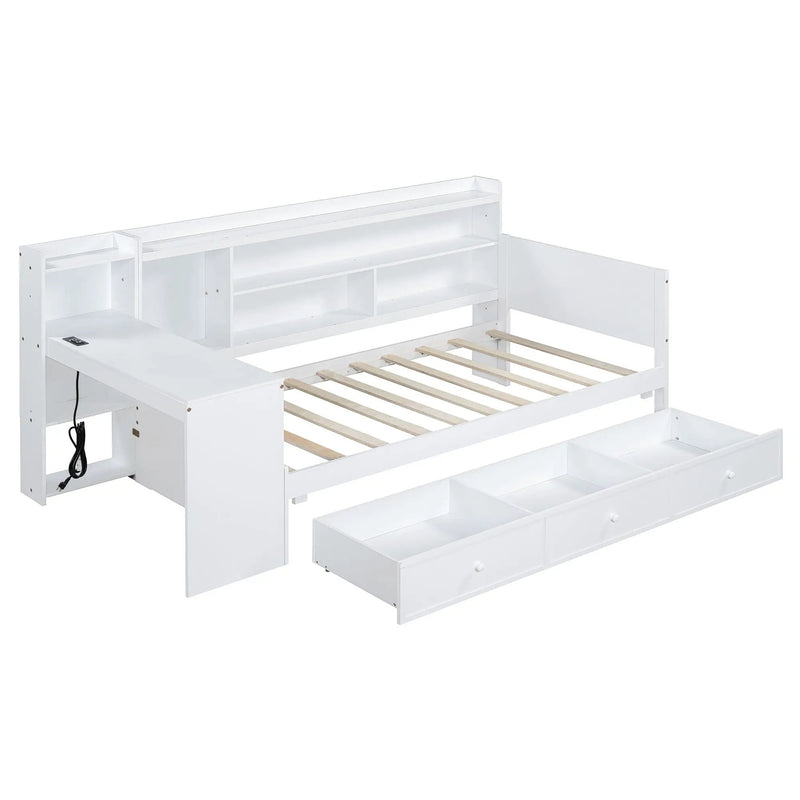 Daybed With 3 Drawers USB Ports And Desk by HouseOfZazla