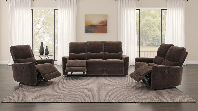 Navarro 3-piece Upholstered Reclining Sofa Set Dark Brown by Unique Piece Furniture