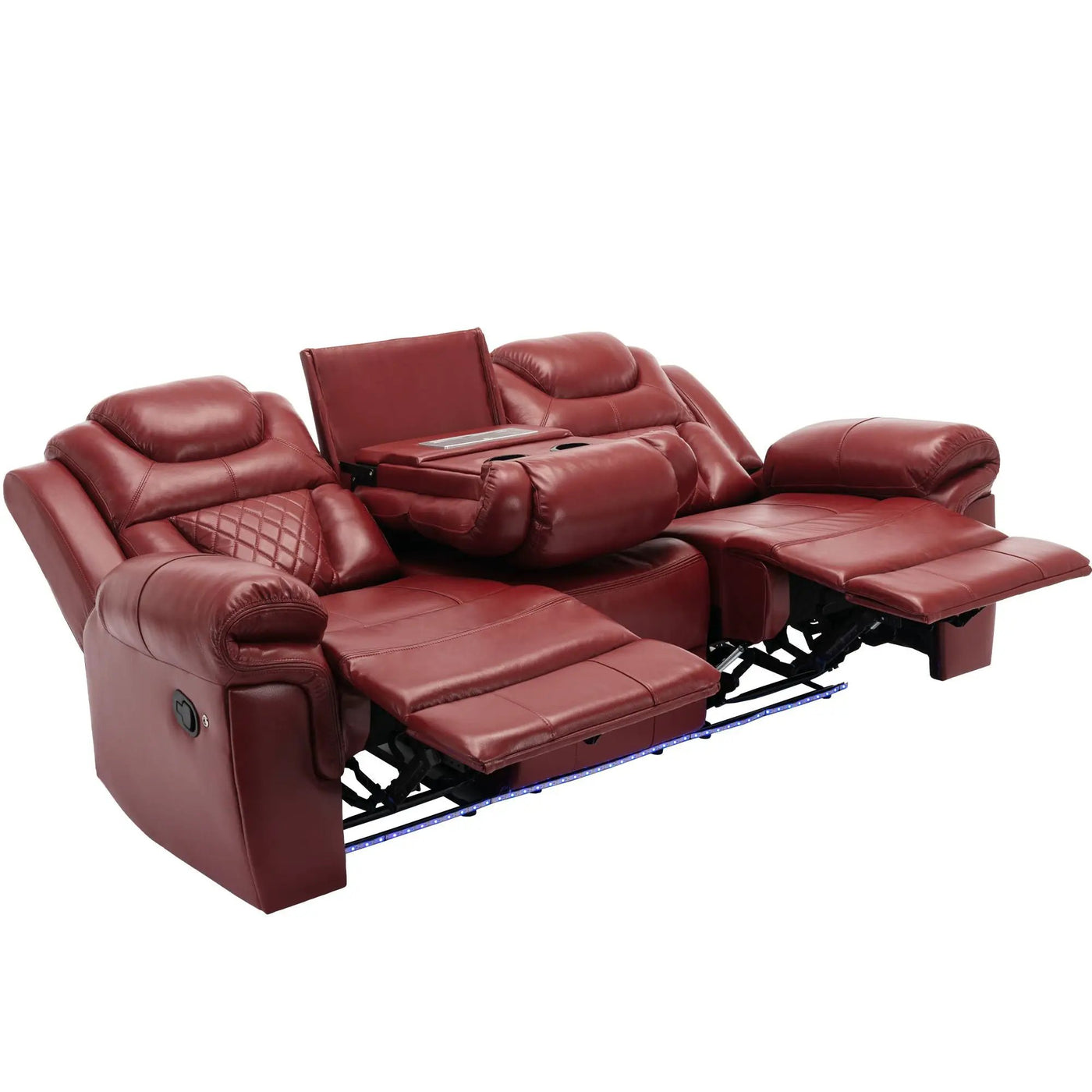 3 Pieces Recliner Sofa Sets Home Theater Seating Manual Recliner Chair With Center Console And LED Light Strip For Living Room by HouseOfZazla