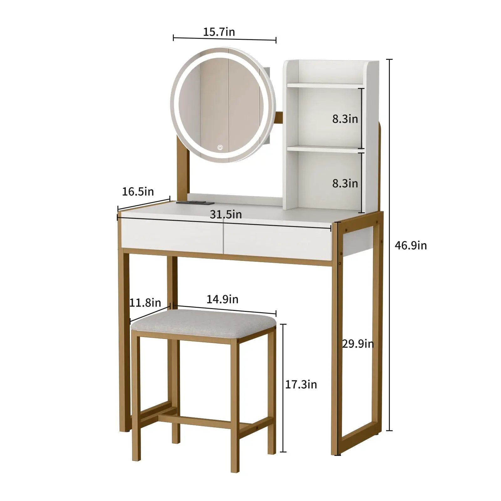 Small Vanity Desk with Mirror and Lights by HouseOfZazla