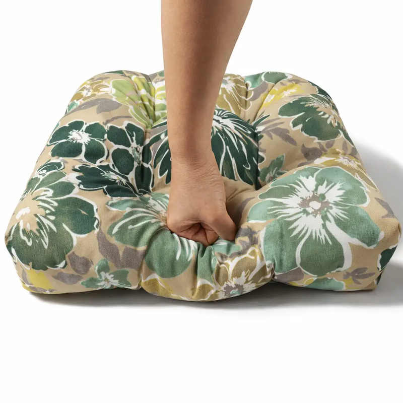 Outdoor Chair Cushions Set of 2, 19 x 19 x 4 Inch Tufted Seat Cushions by HouseOfZazla
