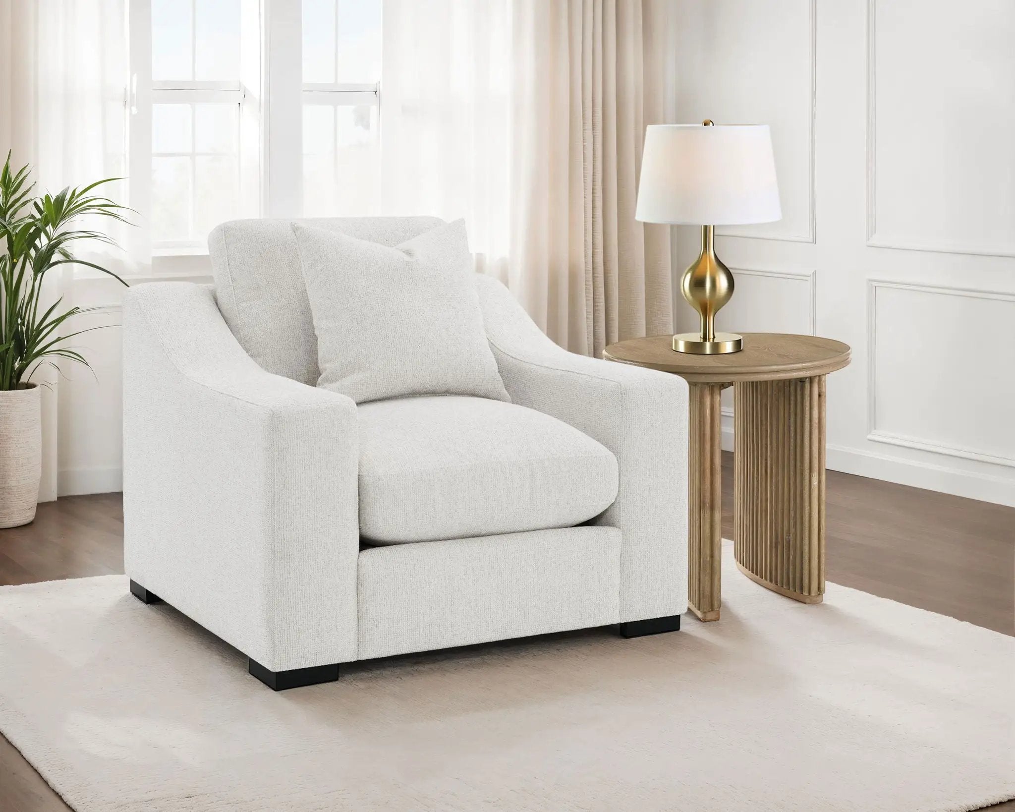 Ashlyn Fabric Upholstered Track Arm Accent Chair Sand by Unique Piece Furniture