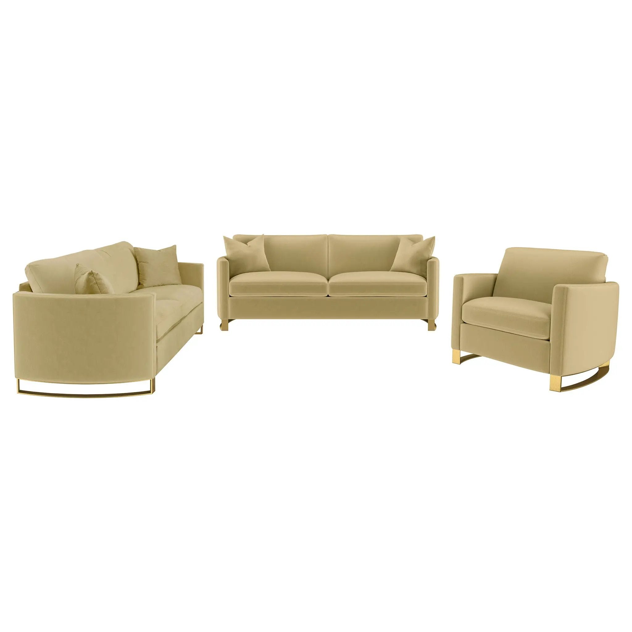 Corliss 3-piece Velvet Upholstered Sofa Set Camel by Unique Piece Furniture