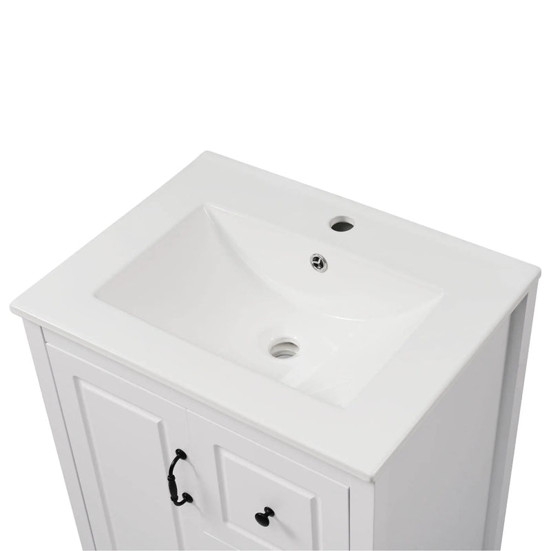 Retro Bathroom Vanity With Sink, Soft Closing Cabinet & Drawers by HouseOfZazla