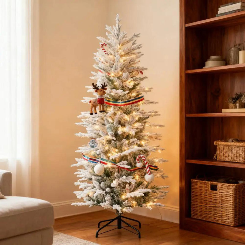Artificial Flocked Christmas Tree with Warm Lights by HouseOfZazla