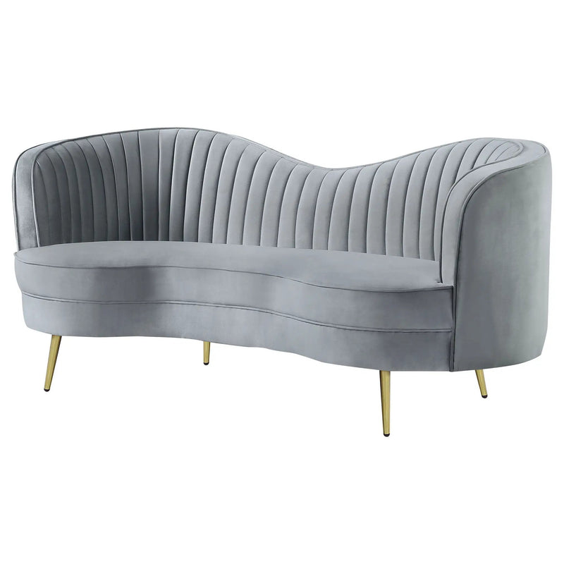 Sophia Upholstered Channel Tufted Loveseat Grey by Unique Piece Furniture