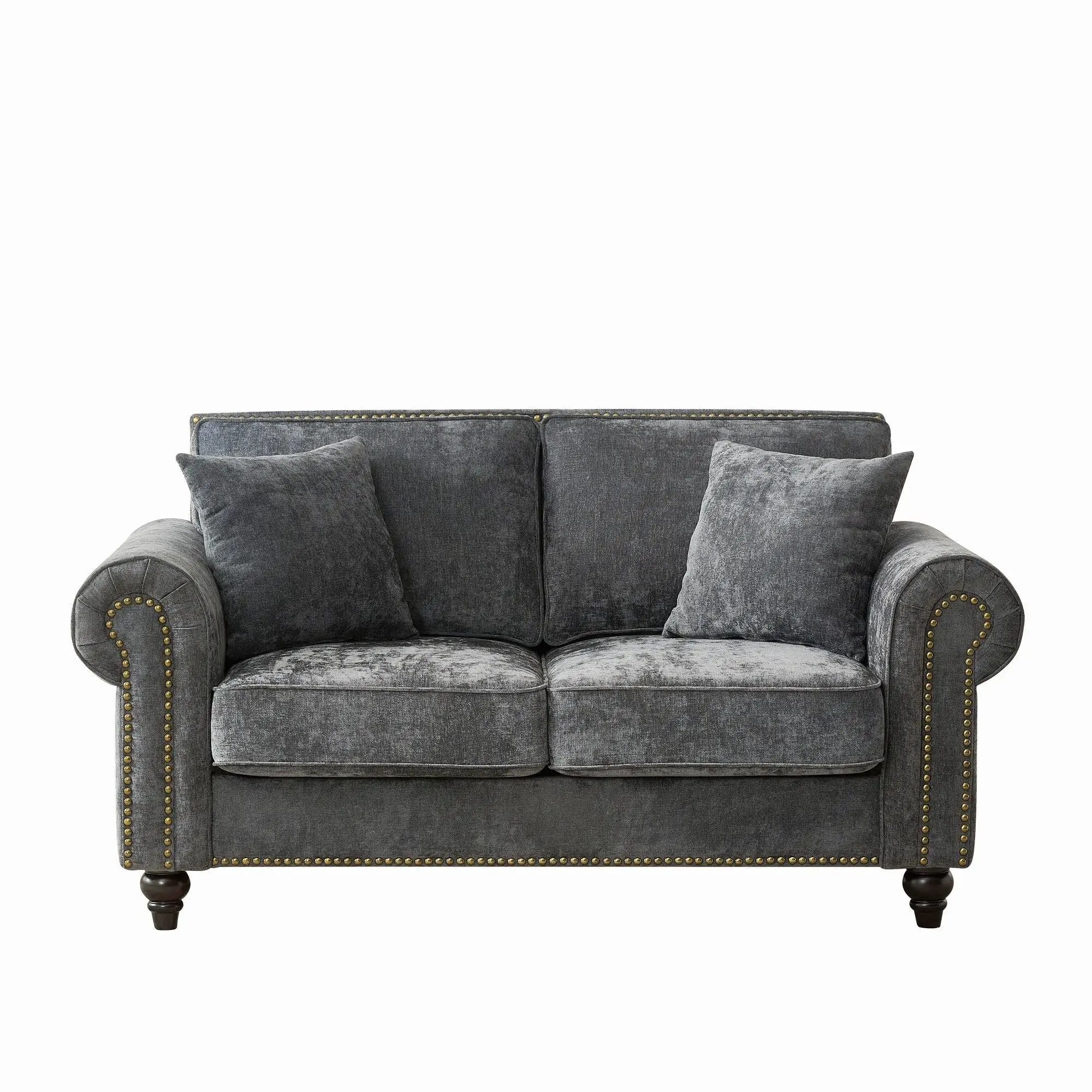 2 Seater Sofa With Rolled Arms, Tufted Upholstered Couch by Unique Piece Furniture