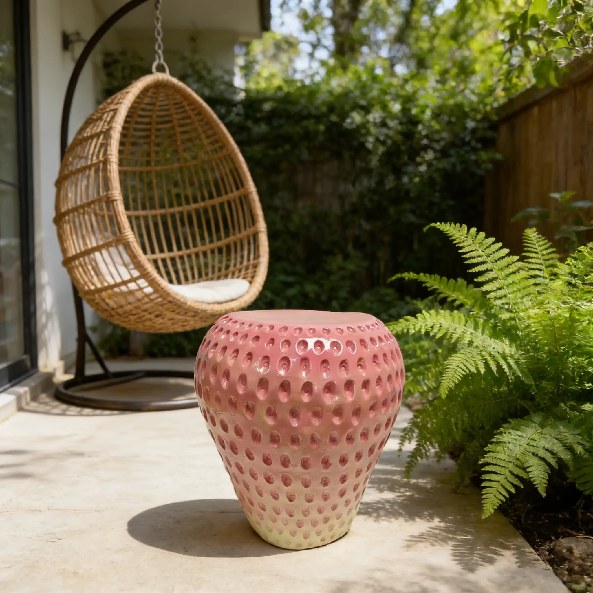 Strawberry Fruit Stool, 13.4" Oversized Resin Stool and Side Table by HouseOfZazla