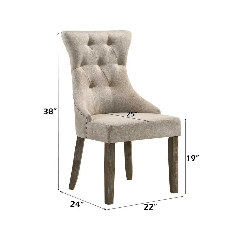 Gabrian - Side Chair (Set of 2) - Two-Tone Beige Fabric & Reclaimed Gray by Unique Piece Furniture