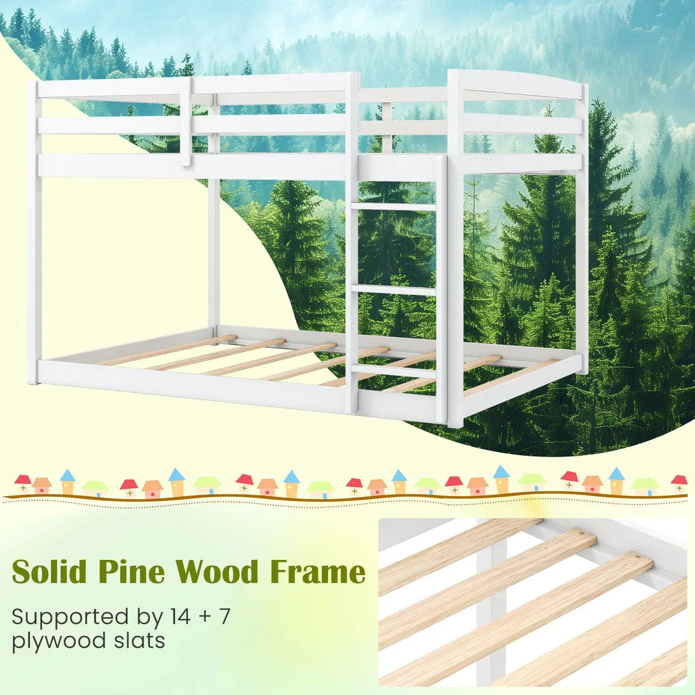 Full Over Full Bunk Bed Low-to-ground Bunk Bed by DirectDeals