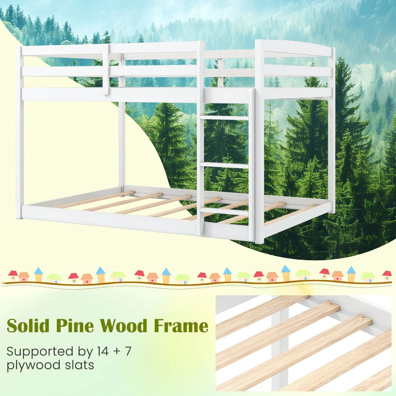 Full Over Full Bunk Bed Low-to-ground Bunk Bed by DirectDeals