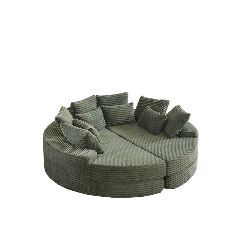 Round Oversized Sofa Bed With 5 Throw Pillows by HouseOfZazla