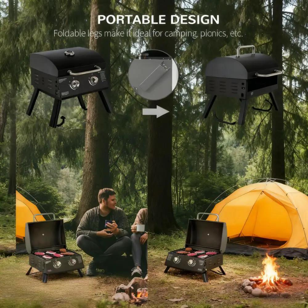 21.75" Portable Grill with 2 Burners Camping by HouseOfZazla