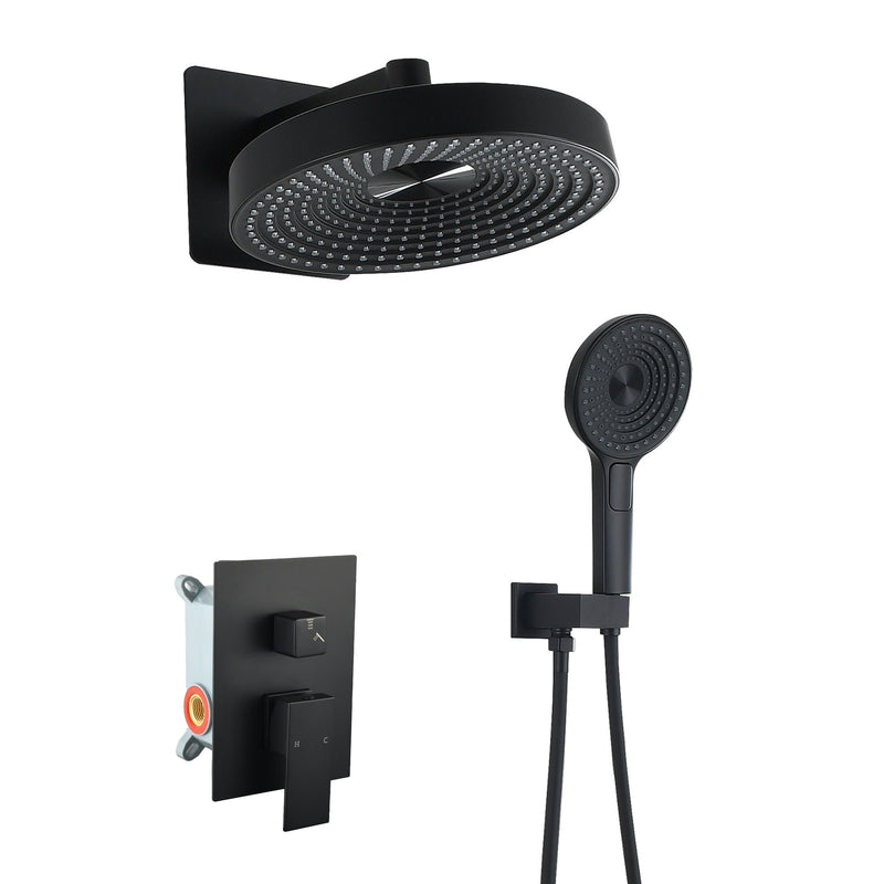 Concealed Shower System 2 Function Set With Control Valve - Matte Black by HouseOfZazla