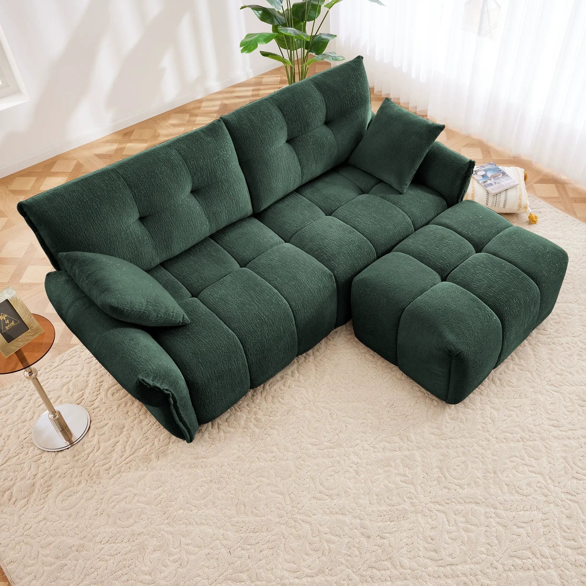 Sofa Set With Ottoman And Pillows, Textured, High Resilience Cushions by Unique Piece Furniture