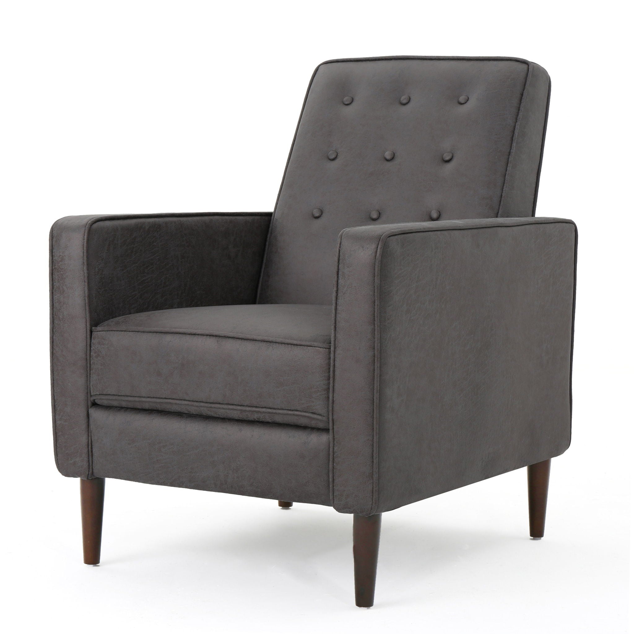 Macedonia - Mid Century Modern Button Tufted Fabric Recliner - Slate by HouseOfZazla