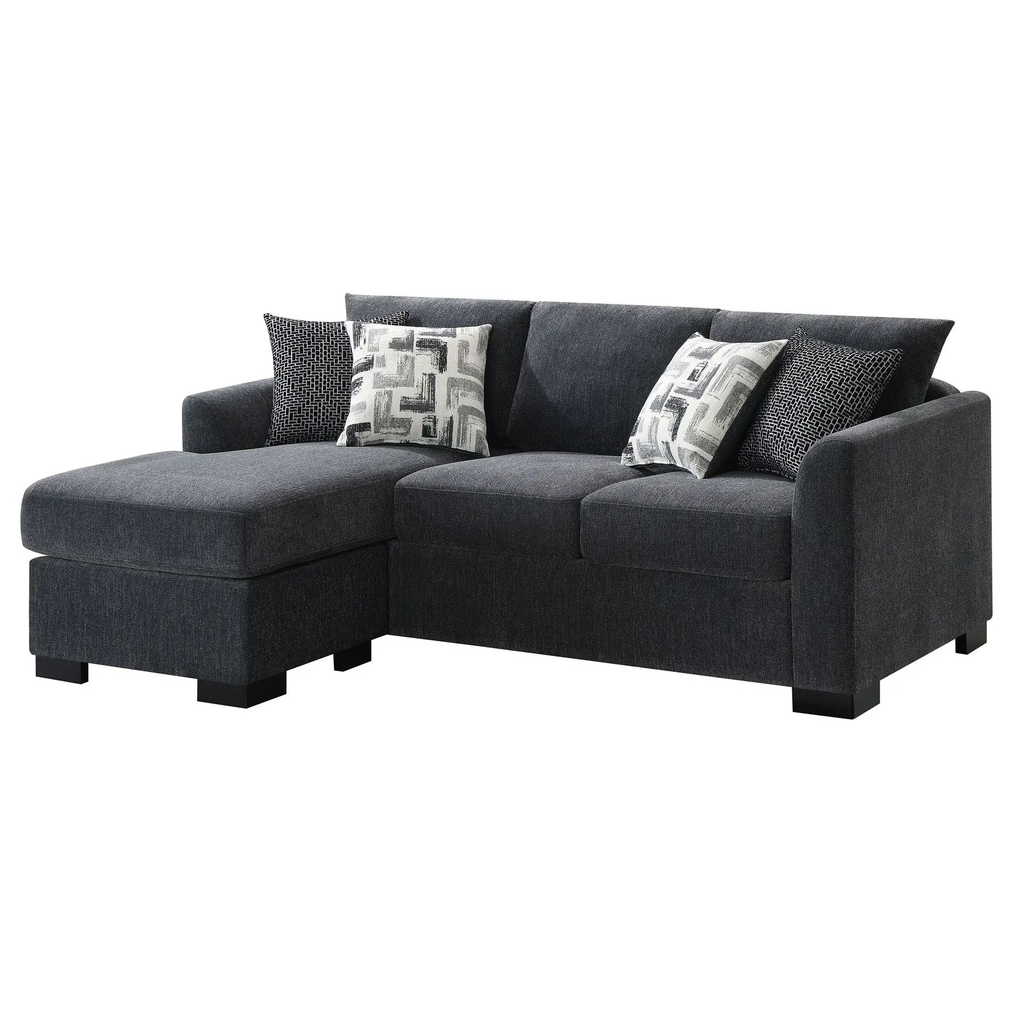 Storey Upholstered Sleeper Sectional Chaise Sofa Dark Grey by Unique Piece Furniture
