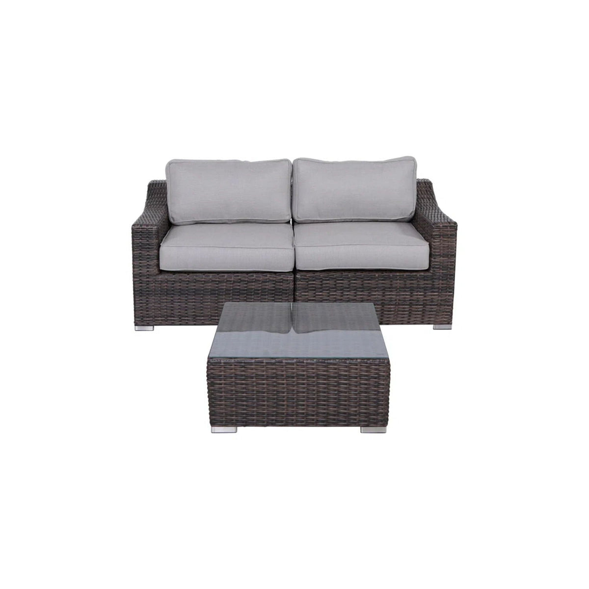 All-Weather Wicker Conversation Set with Cushions - Light Brown, Dark Gray, or Dark Brown, photo 7 of 40
