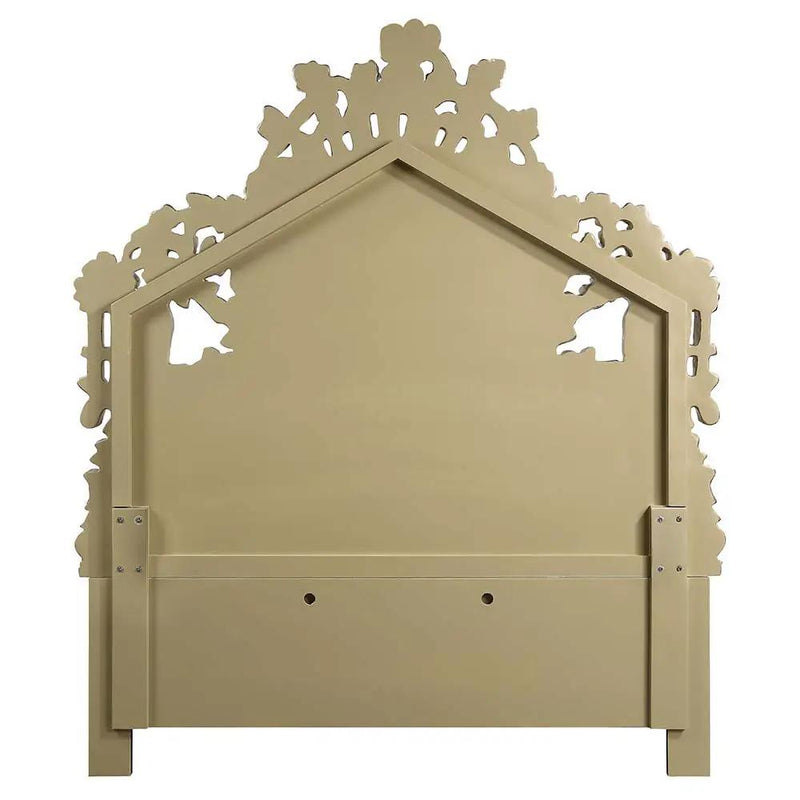 Bernadette - Eastern King Bed - White Synthetic Leather Fabric & Gold by Unique Piece Furniture