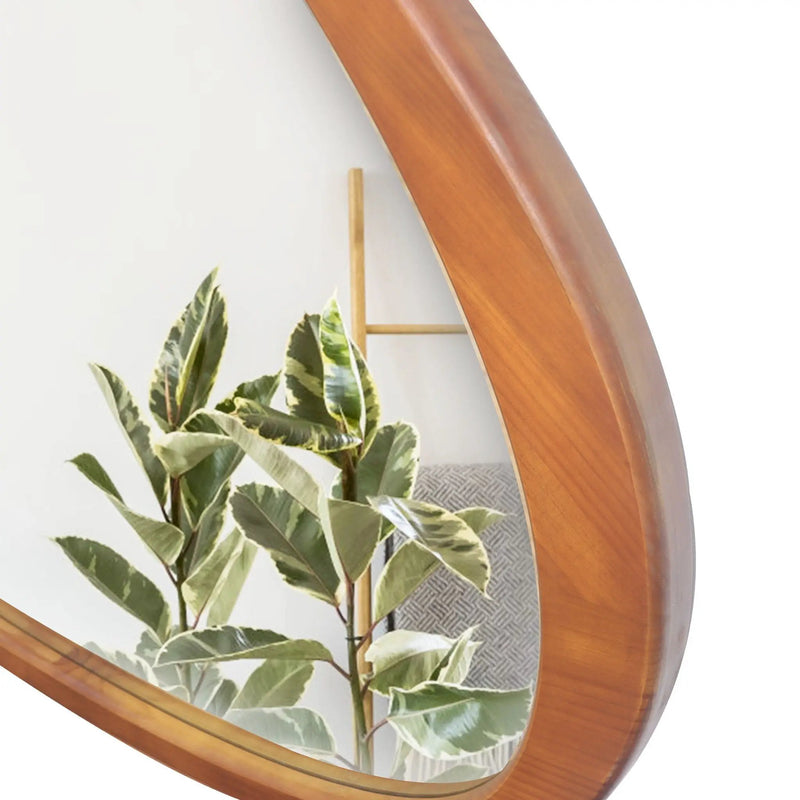 Asymmetrical Wall Mirror Wooden Framed Mirror Large Sized Dressing Mirror, For Living Room, Bedroom, Bathroom, Hallway Or Entry Way - Natural Wood by HouseOfZazla