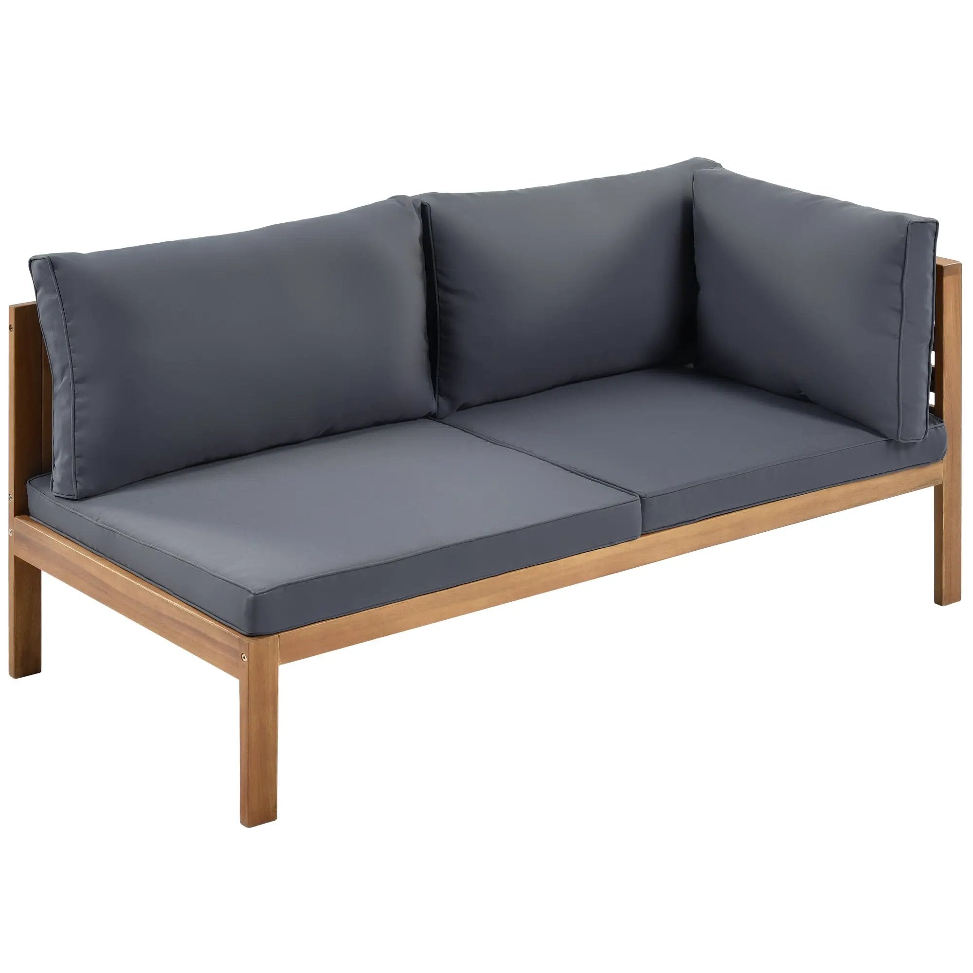 Wood Structure Outdoor Sofa Set with Gray Cushions by HouseOfZazla