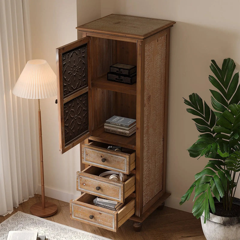 Rustic Wooden Storage Cabinet with Decorative Cutout Door & 3 Drawers by HouseOfZazla