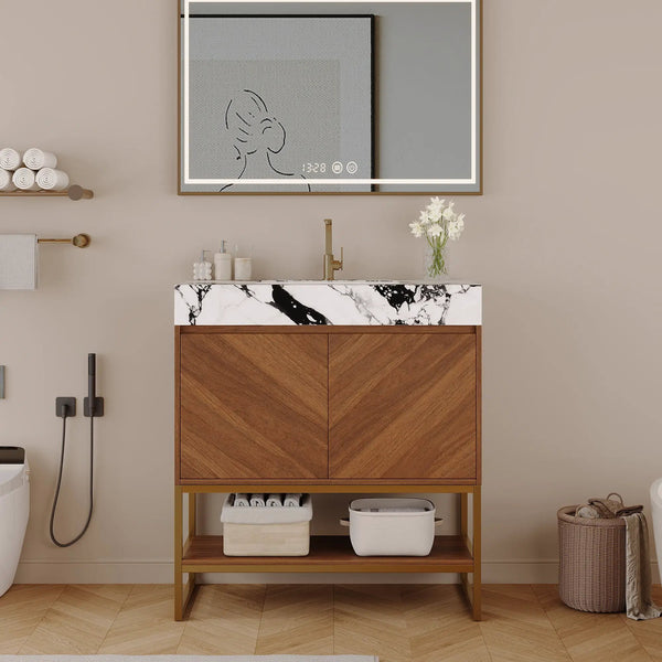 29.9" Modern Free-standing Bathroom Vanity with Ceramic Sink