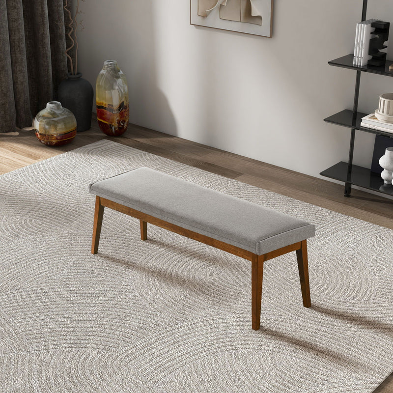 Ash Gray Upholstered Bench with Solid Wood Base - Ash Gray, photo 6 of 9