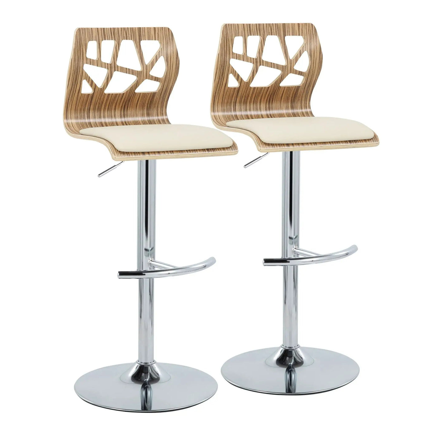 Folia - Mid Century Modern Adjustable Barstool With Swivel With Rounded T Footrest (Set of 2) by HouseOfZazla