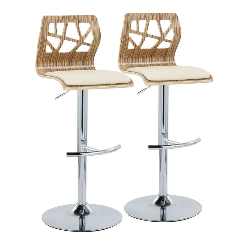 Folia - Mid Century Modern Adjustable Barstool With Swivel With Rounded T Footrest (Set of 2) by Unique Piece Furniture