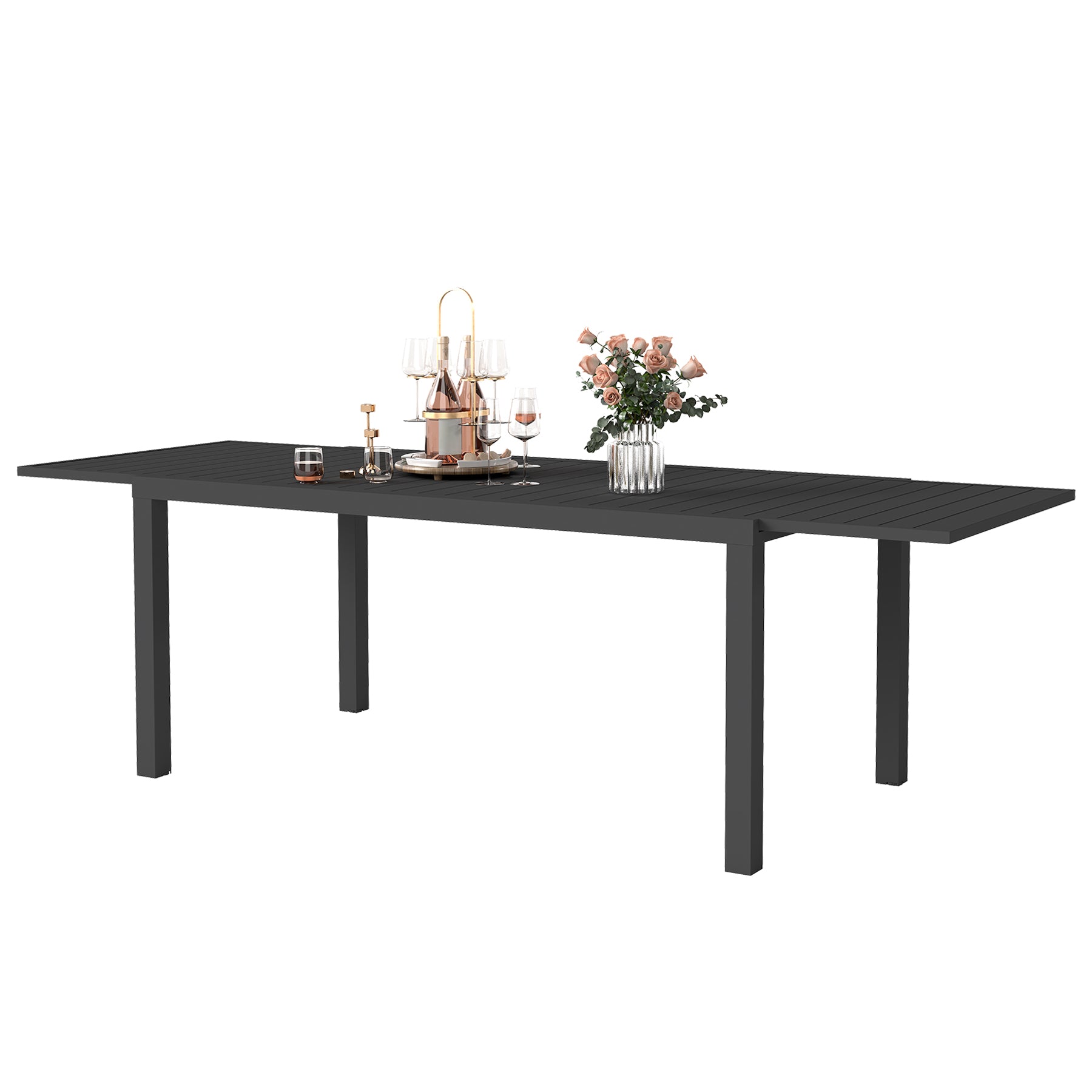 97.2"L Extendable Aluminum Outdoor Dining Table by HouseOfZazla