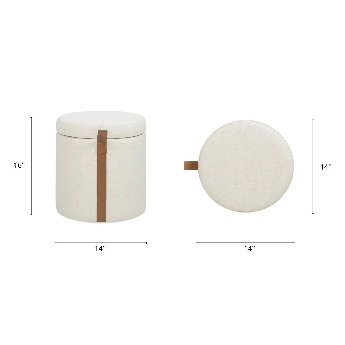 Brandy - Round Upholstered Storage Ottoman With Accent by HouseOfZazla