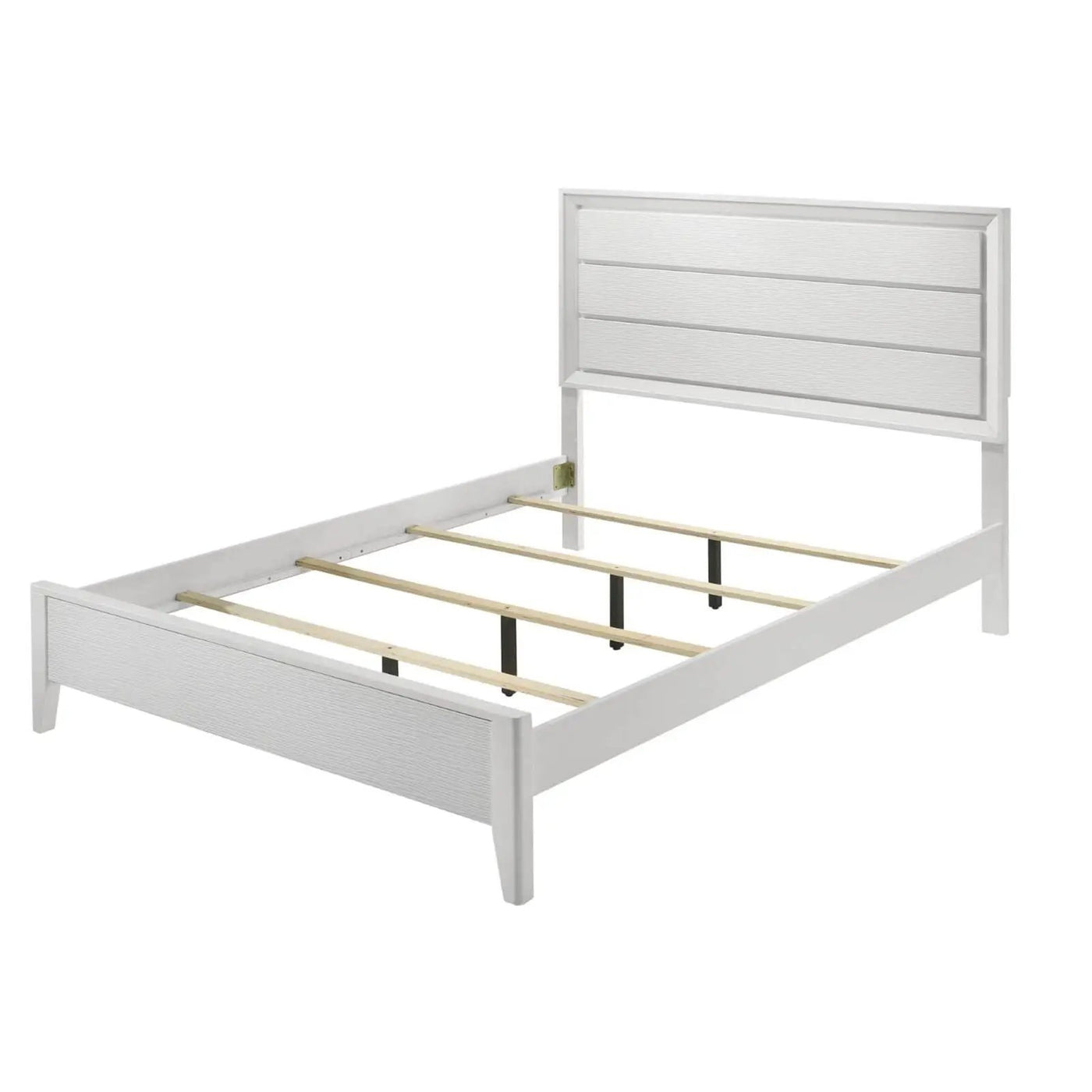 Modern Bed Frame With Wave Texture Headboard And Angled Legs by HouseOfZazla