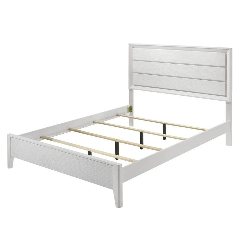 Modern Bed Frame With Wave Texture Headboard And Angled Legs by HouseOfZazla