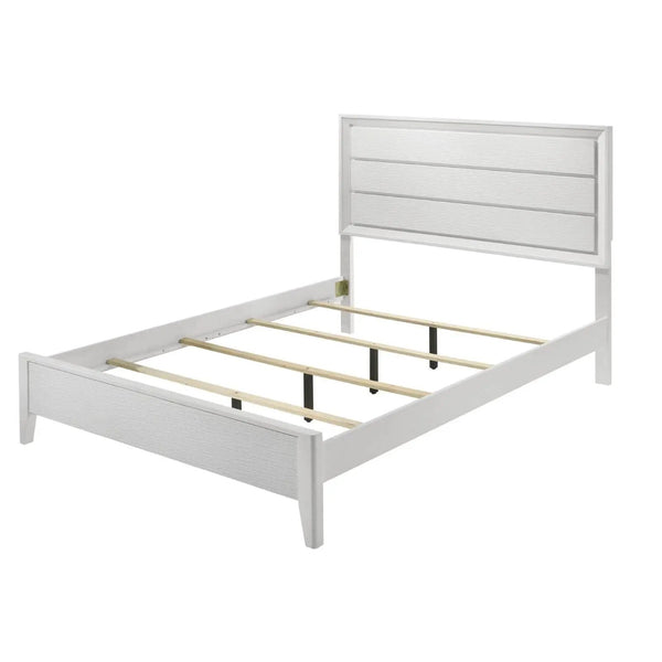 3 Piece Contemporary Bed Set With Wave Texture Panels And Angled Legs