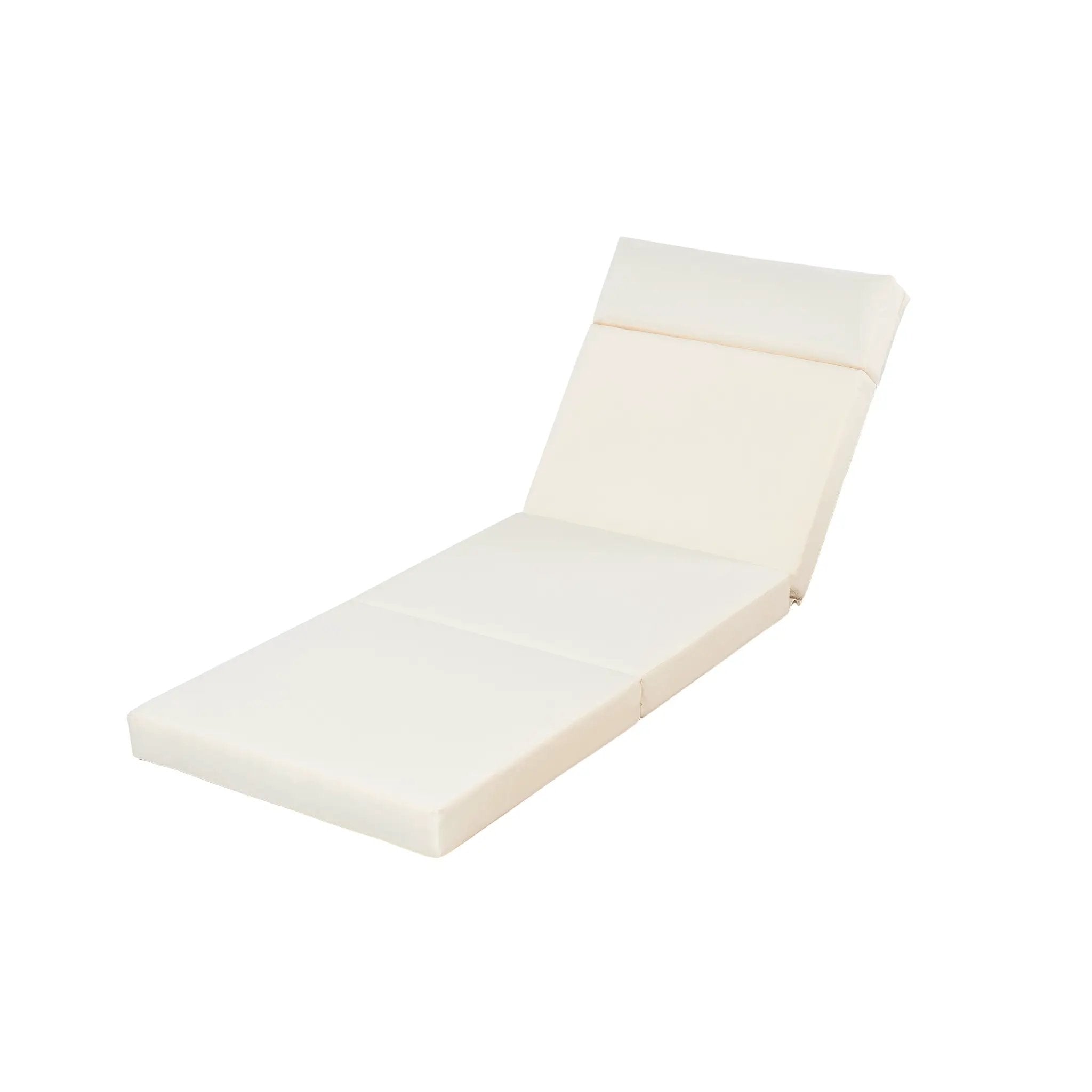 Outdoor Reclining Chair Cushion with Headrest in Beige by HouseOfZazla