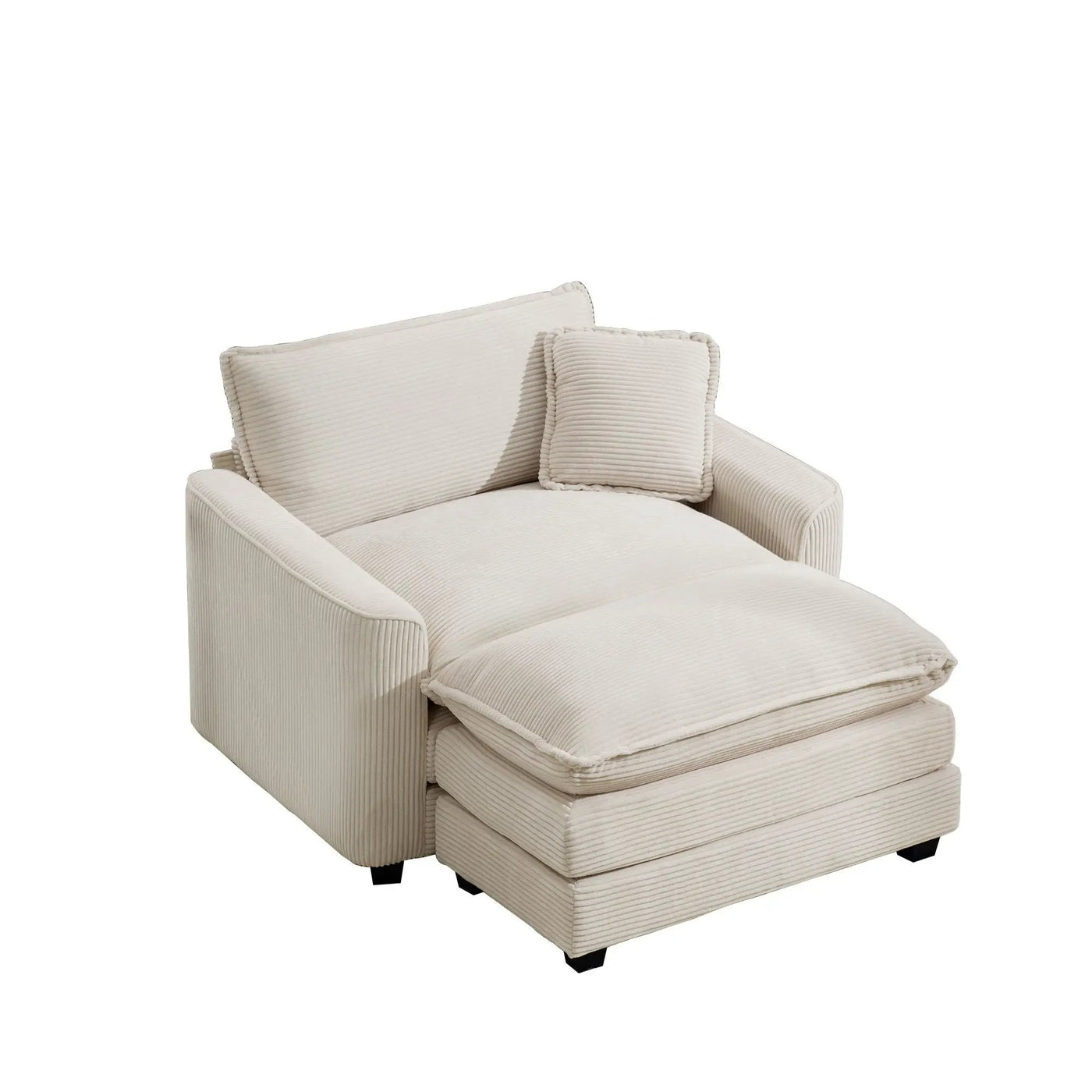 Classic Modern Comfortable Single Chair Deep Seat Sofa With Footstool by HouseOfZazla