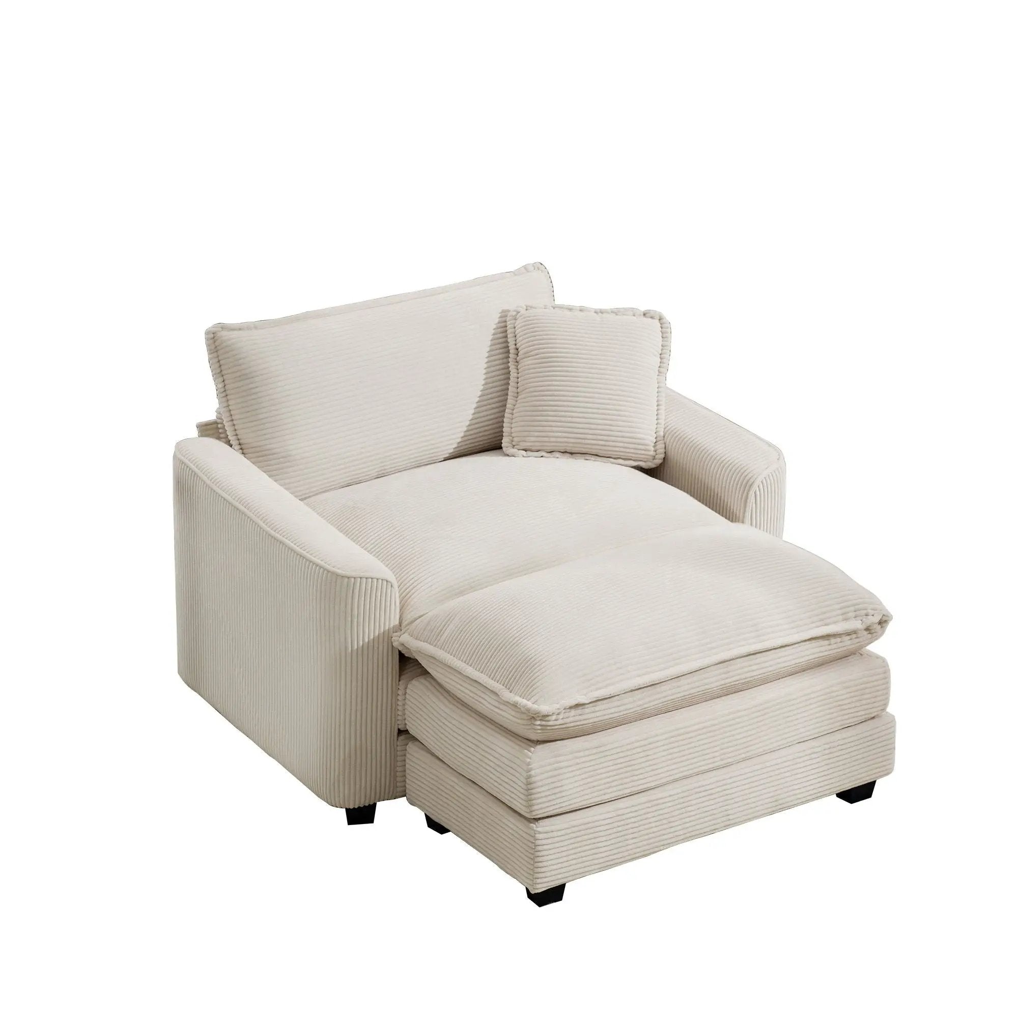 Classic Modern Comfortable Single Chair Deep Seat Sofa With Footstool by HouseOfZazla